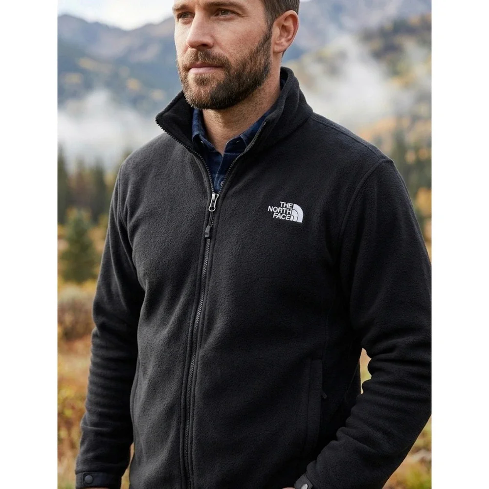 The North Face Mens TKA 100 Glacier Full Zip Fleece Jacket Black Large